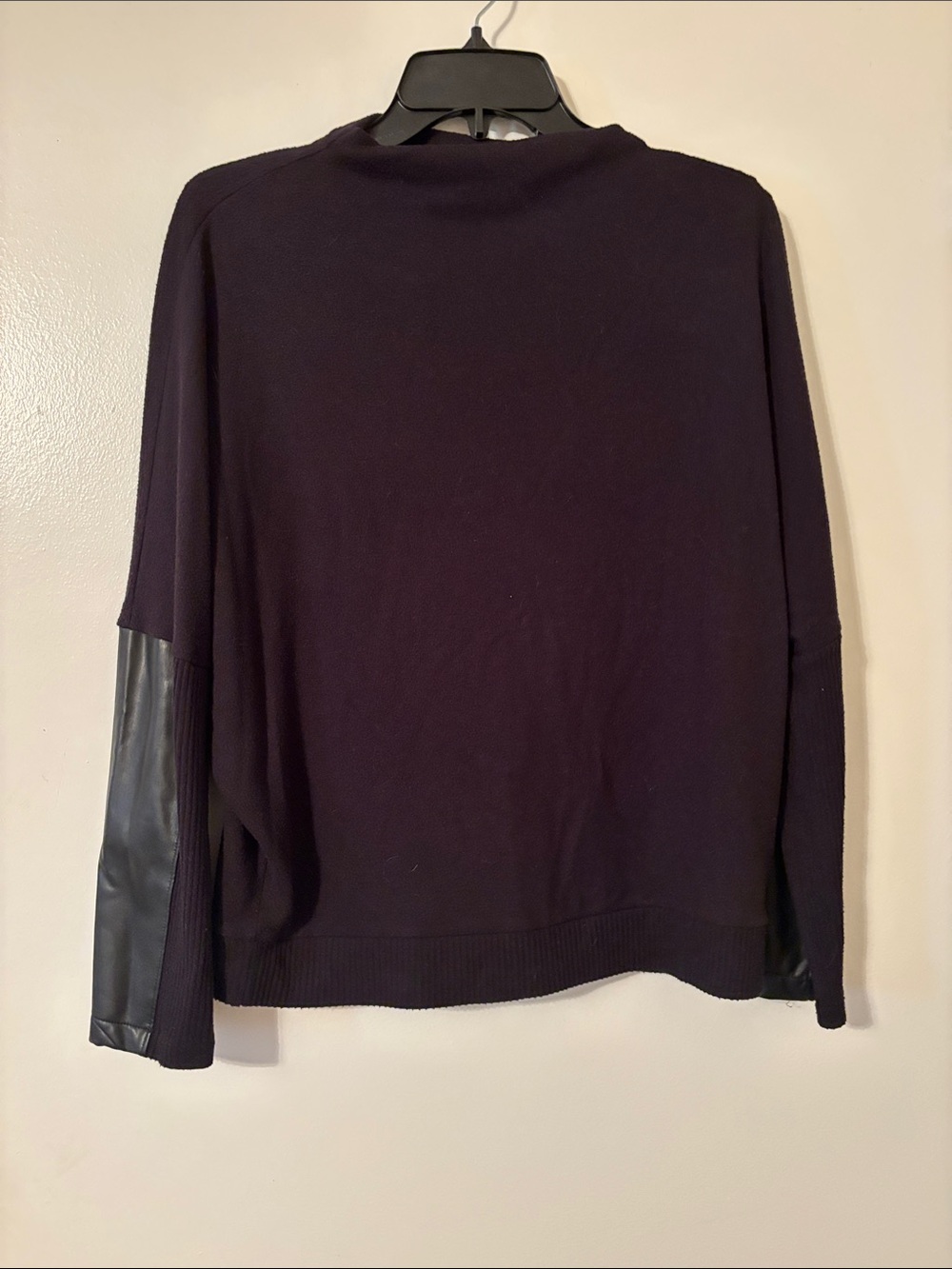 Express Black Turtleneck Sweater with Faux Leather Elbow Panels